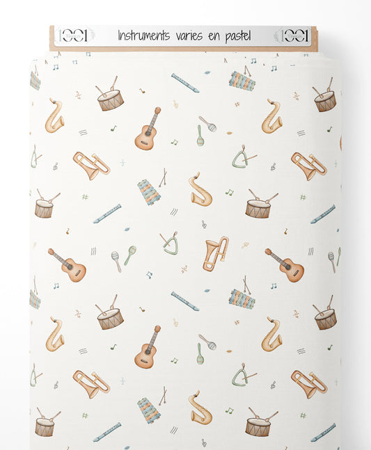 Tissu - Instruments variés en pastel