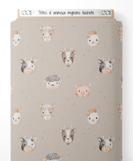 Tissu - Têtes d'animaux mignons tacheté