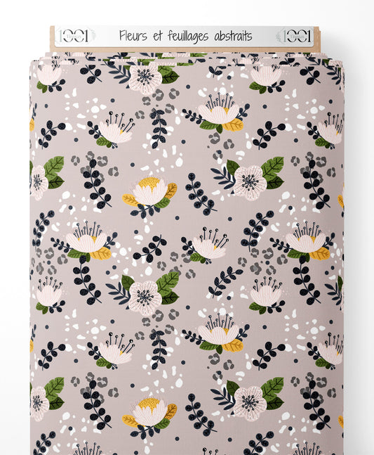 Tissu - Fleurs et feuillages abstraits