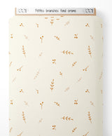 Tissu - Petites branches sur fond crème