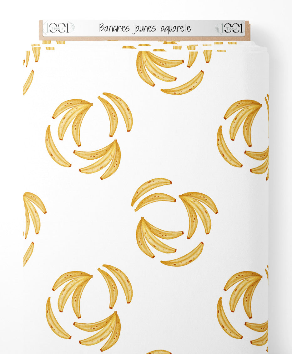 Tissu - Bananes jaunes aquarelle