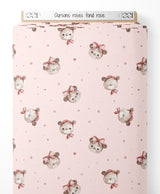 Tissu - Oursons roses sur fond rose