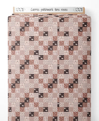 Tissu - Carrés patchwork tons roses