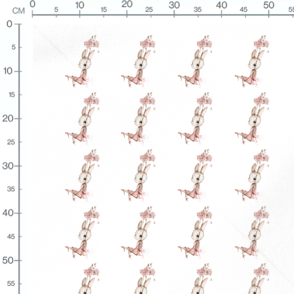 Tissu - Lapins en tutus roses fleuris