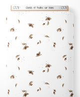 Tissu - Glands et feuilles sur blanc
