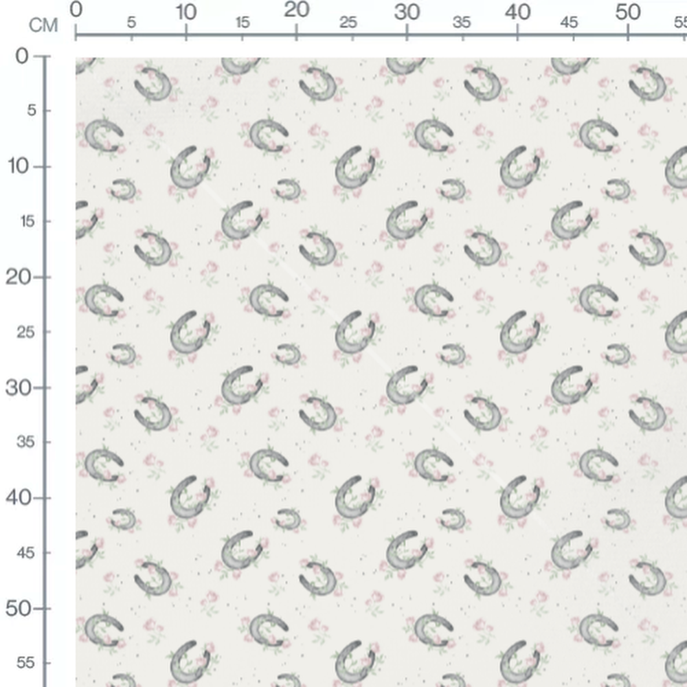 Tissu - Fers à cheval et roses