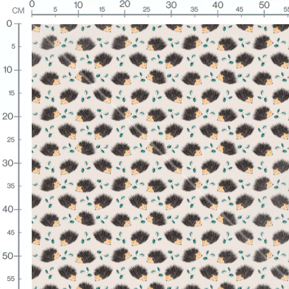Tissu - Hérissons bruns sur beige