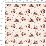 Tissu - Hérissons joyeux et pommes