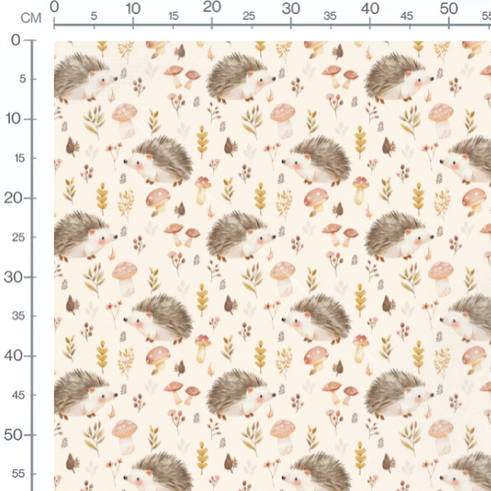 Tissu - Hérissons et champignons rose