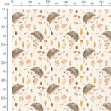 Tissu - Hérissons et champignons rose
