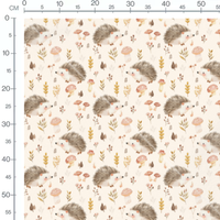 Tissu - Hérissons et champignons rose