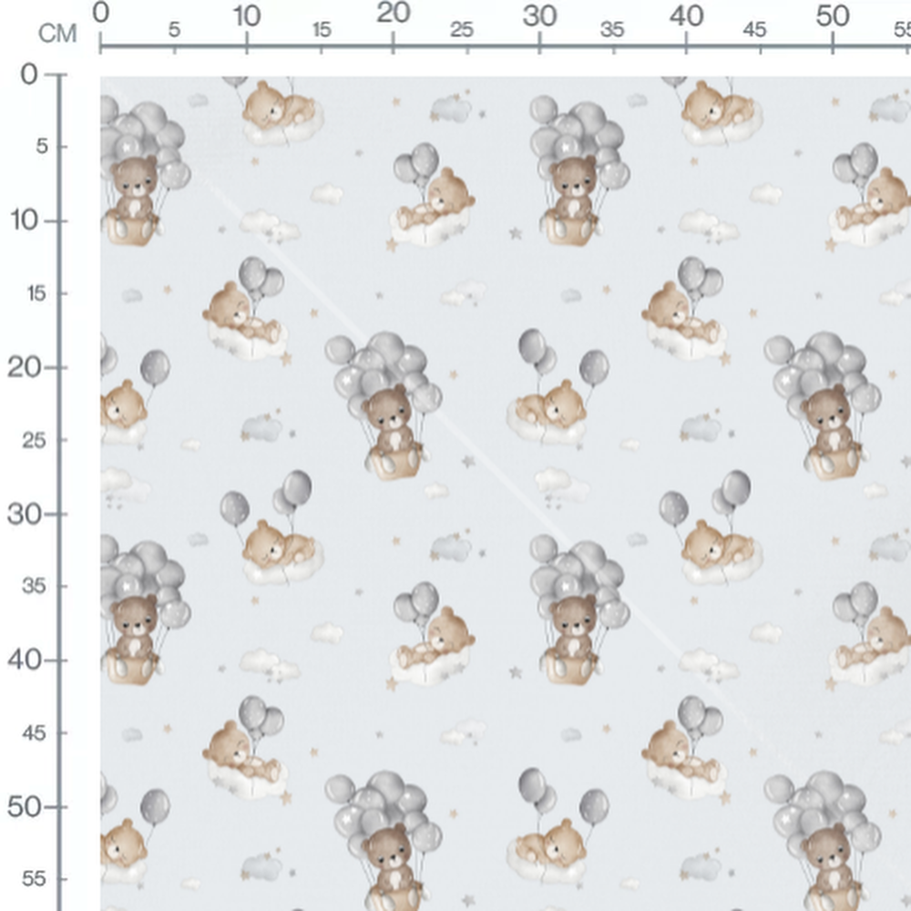 Tissu - Oursons et ballons sur bleu