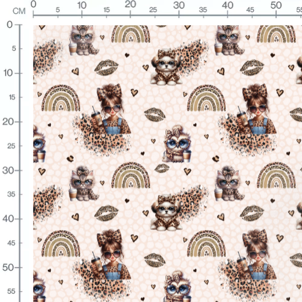 Tissu - Animaux et arc-en-ciel léopard