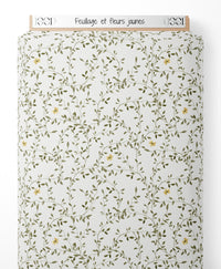 Tissu - Feuillage et fleurs jaunes
