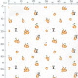Tissu - Chats et citrouilles à pois