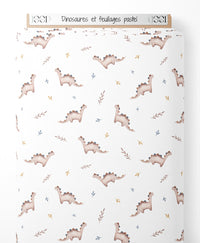 Tissu - Dinosaures et feuillages pastel