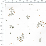 Tissu - Fleurs beige et feuilles vertes 3