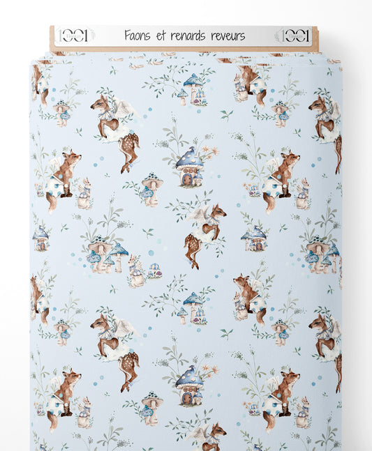 Tissu - Faons et renards rêveurs