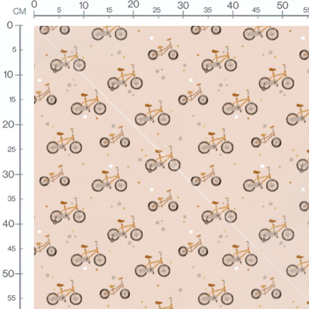 Tissu - Vélos marron sur fond beige