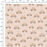 Tissu - Vélos marron sur fond beige