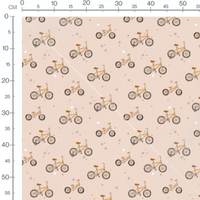 Tissu - Vélos marron sur fond beige