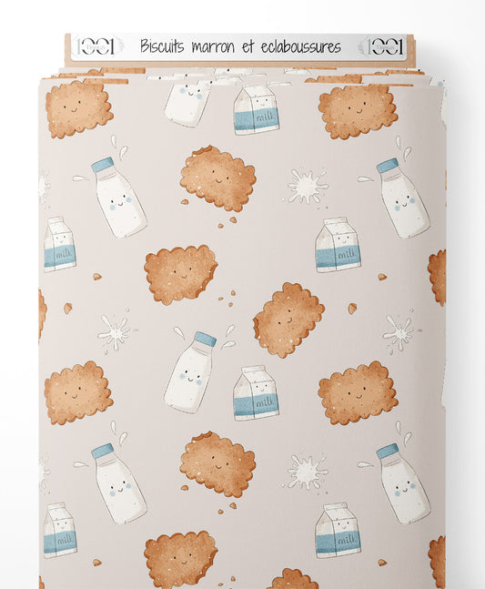 Tissu - Biscuits marron et éclaboussures