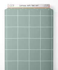 Tissu - Carreaux verts sur fond vert