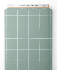 Tissu - Carreaux verts sur fond vert