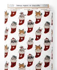 Tissu - Animaux mignons en chaussettes