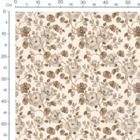 Tissu - Fleurs sépia sur fond beige
