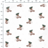 Tissu - Voitures Noël et petits points