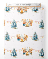 Tissu - Ours et sapins enneigés