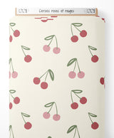 Tissu - Cerises roses et rouges