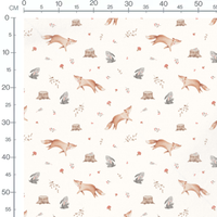 Tissu - Renards et lapins mignons