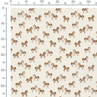 Tissu - Chevaux jouets marron beige