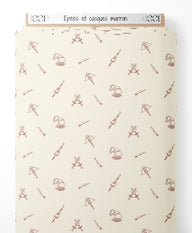 Tissu - Épées et casques marron