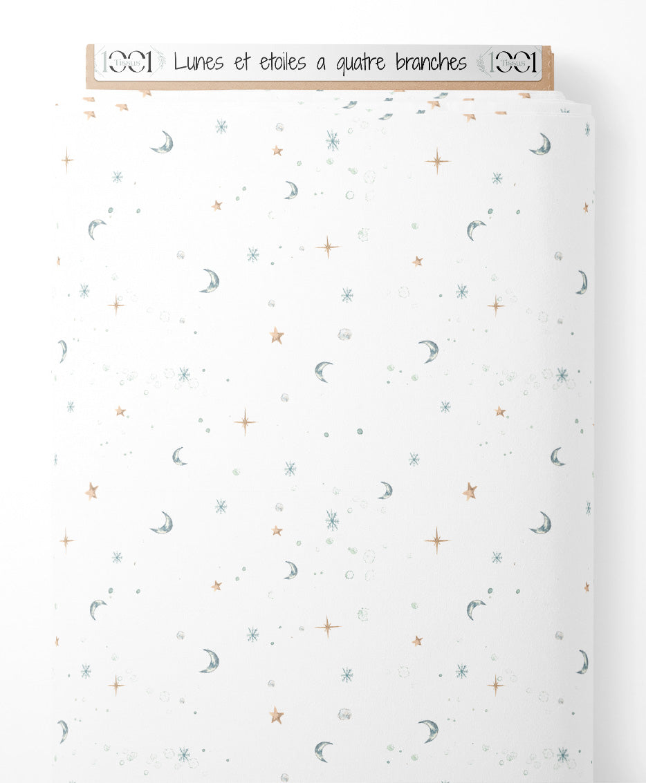 Tissu - Lunes et étoiles à quatre branches