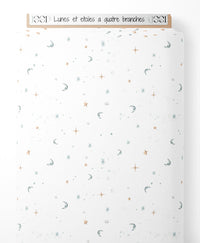 Tissu - Lunes et étoiles à quatre branches
