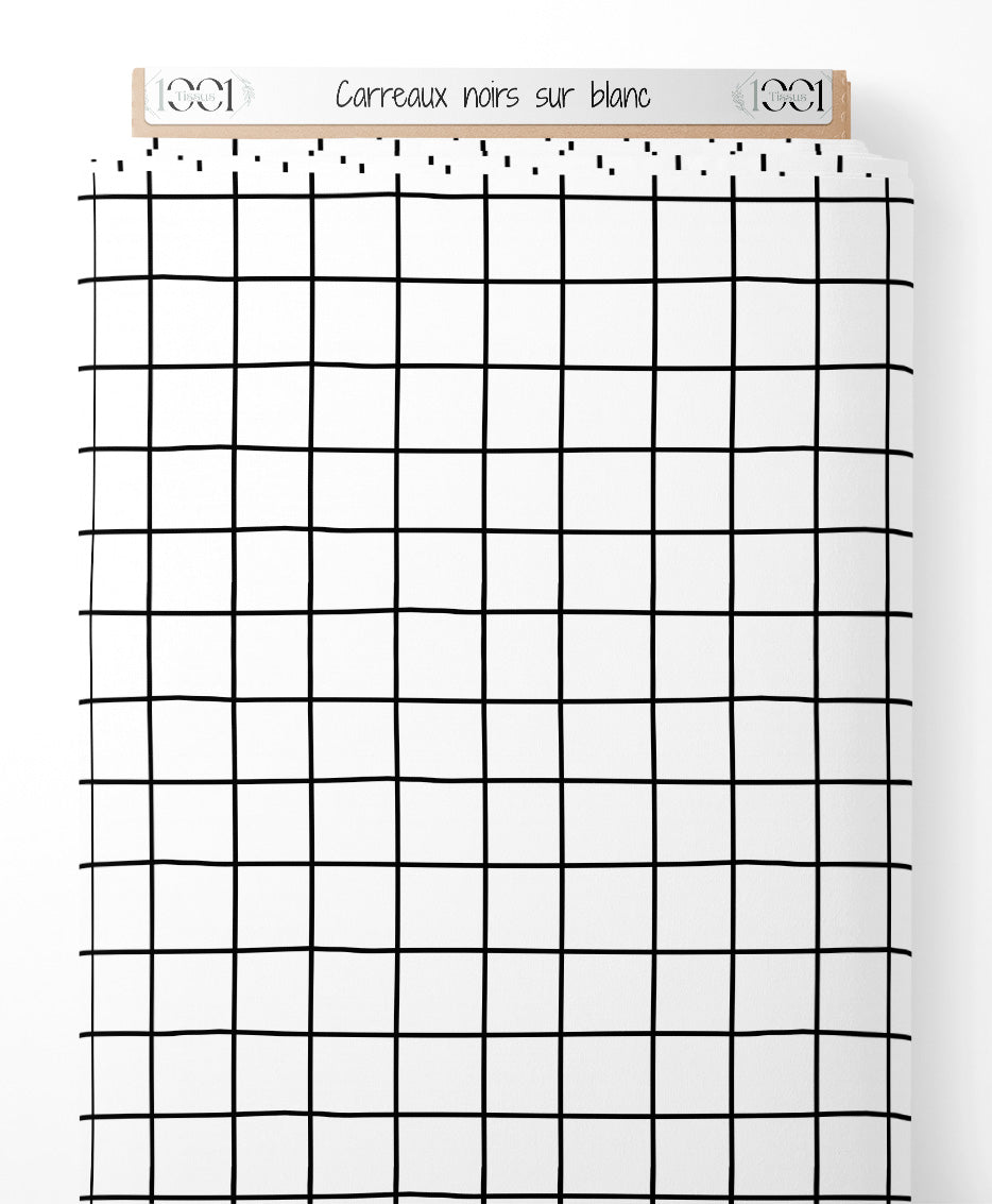Tissu - Carreaux noirs sur blanc