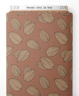 Tissu - Amandes noires sur brun