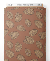 Tissu - Amandes noires sur brun
