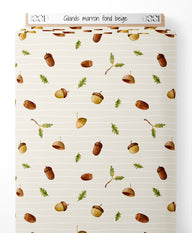 Tissu - Glands marron sur fond beige