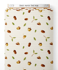 Tissu - Glands marron sur fond beige