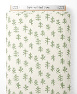 Tissu - Sapin vert sur fond crème