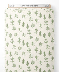 Tissu - Sapin vert sur fond crème