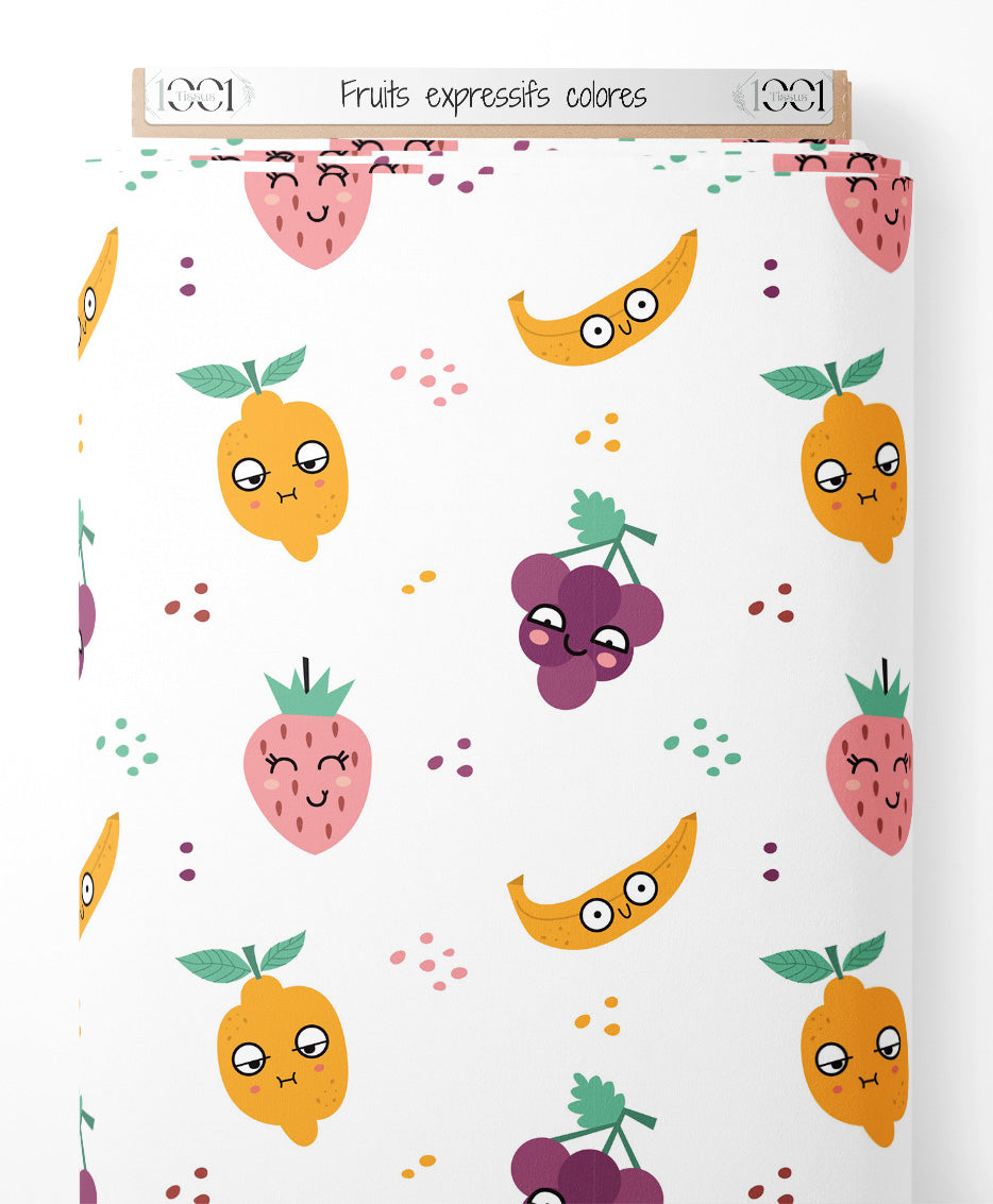 Tissu - Fruits expressifs colorés