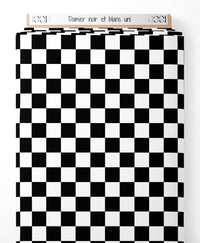 Tissu - Damier noir et blanc uni