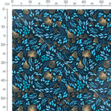 Tissu - Feuilles bleues et dorées 2