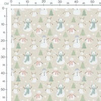 Tissu - Bonhommes neige sur beige