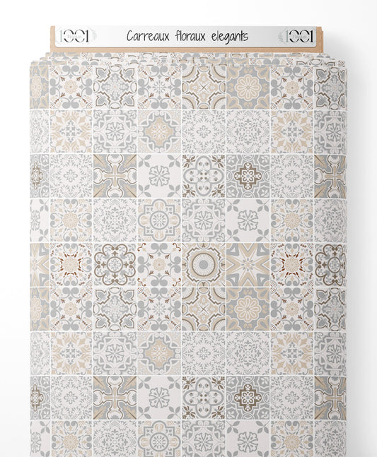 Tissu - Carreaux floraux élégants